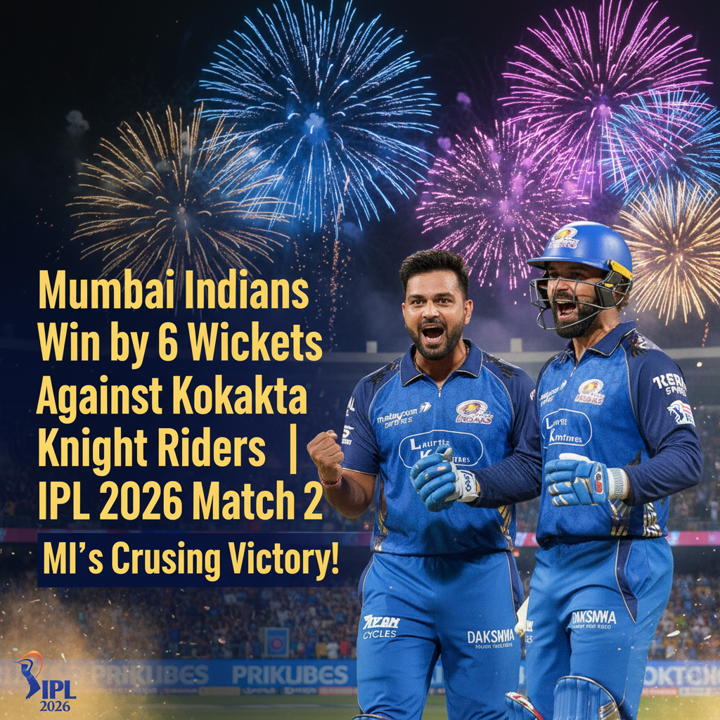 Mumbai Indians Win by 6 Wickets Against Kolkata Knight Riders | IPL 2026 Match 2