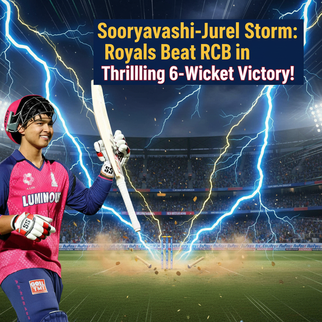 Sooryavanshi-Jurel Storm: Royals Beat RCB in Thrilling 6-Wicket Victory