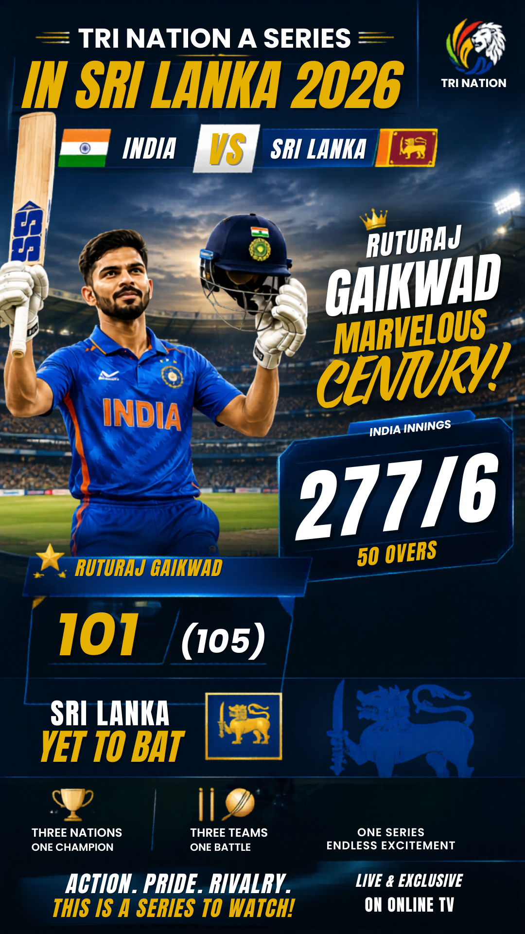 India Sets Target of 278 Against Sri Lanka in 2026