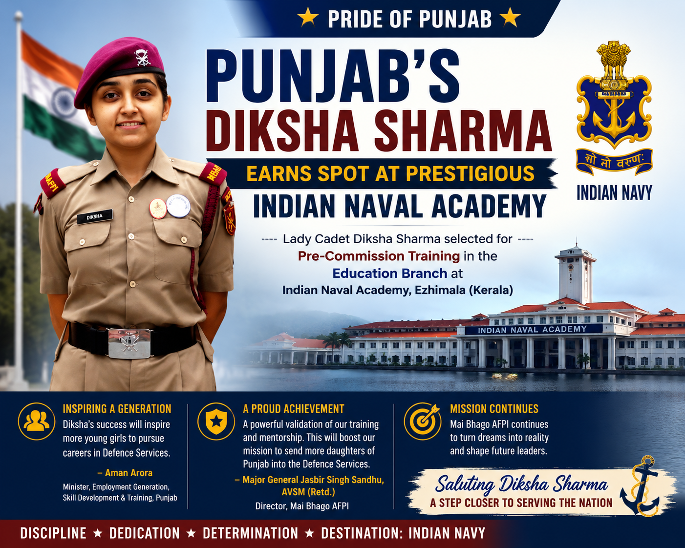 Punjab’s Diksha Sharma Earns Spot at Prestigious Indian Naval Academy